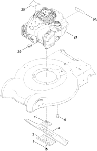 Engine And Blade Assembly Diagram and Parts List for 10630 (313000001 - 313999999)(2013) Lawn Boy Lawn Mower